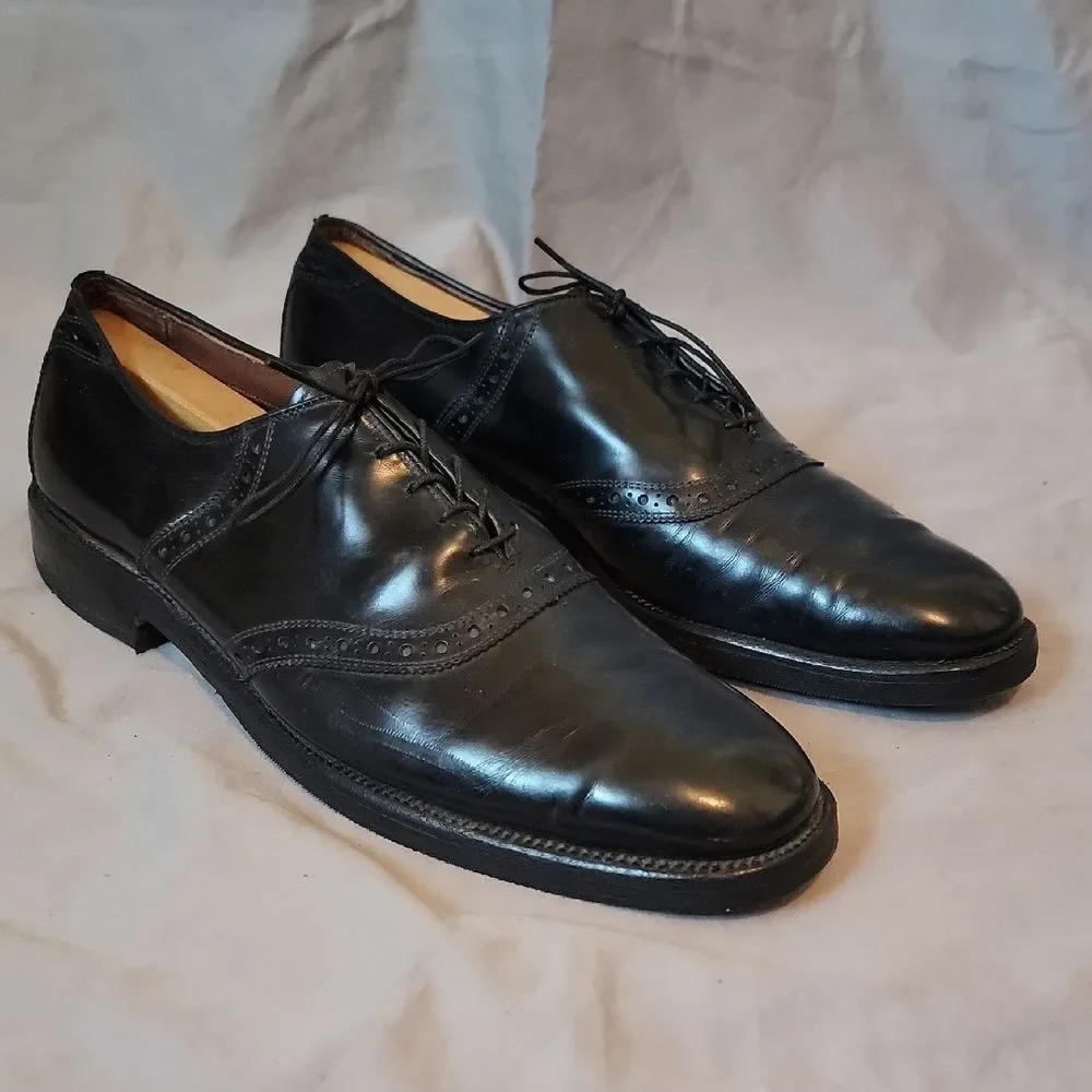 Allen Edmonds 11 B Polo Black Oxford Shoes with Cap Toe and Broguing